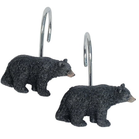 Black Bear Lodge Shower Curtain Hooks Set Of 12 Cabin Bath Decor Black Bear Lodge Shower Curtain Hooks Set Of 12 Cabin Bath Decor