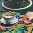 thumbnail image 3 of Ambesonne Tropical Fitted Round Tablecloth, Exotic Floral Acrylic Art, 56"- 60" Diameter, Burnt Sienna and Lime Green, 3 of 5