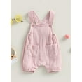 thumbnail image 2 of Baby Toddler Boy Girl Summer Suspenders Jumpsuit 6 12 18 24 Months Solid Color Sleeveless Romper with Pockets for Newborn Infant, 2 of 9
