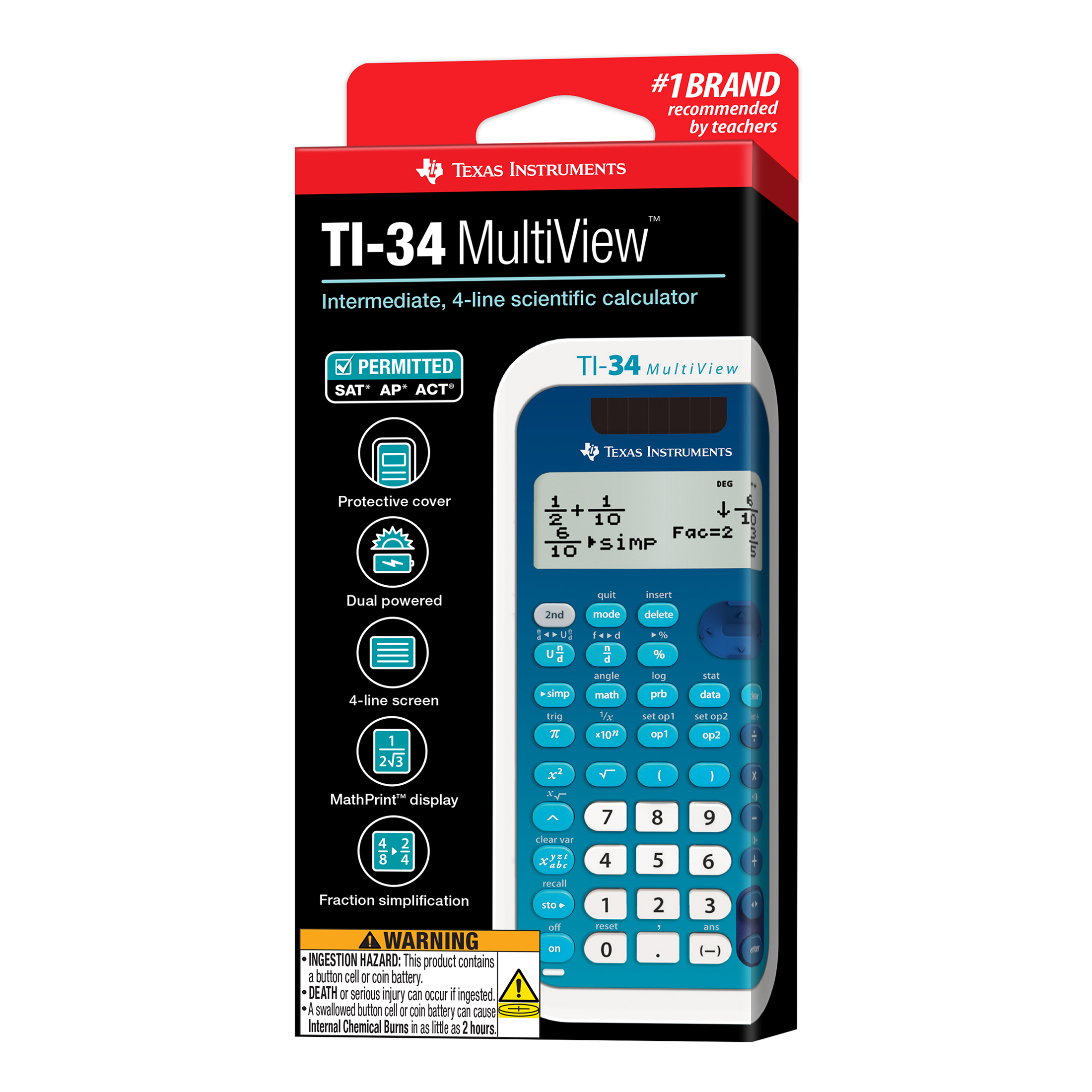 Texas Instruments TI-34 MultiView Scientific Calculator, Blue photo 4