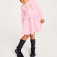 thumbnail image 1 of Odeerbi Niñas Vestido de Manga Larga Peplum Otoño Invierno Lazo Vestidos de Algodón Niños Solid Color Cuello Redondo Vestido, 1 of 7