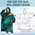 thumbnail image 4 of Oversized Wearable Blanket Hoodie,Green and Gold Marble Glitter Waves Pattern Sherpa Blanket Hoodie with Super Pockets,Super Warm Fuzzy Pullover for Women & Men, 4 of 6