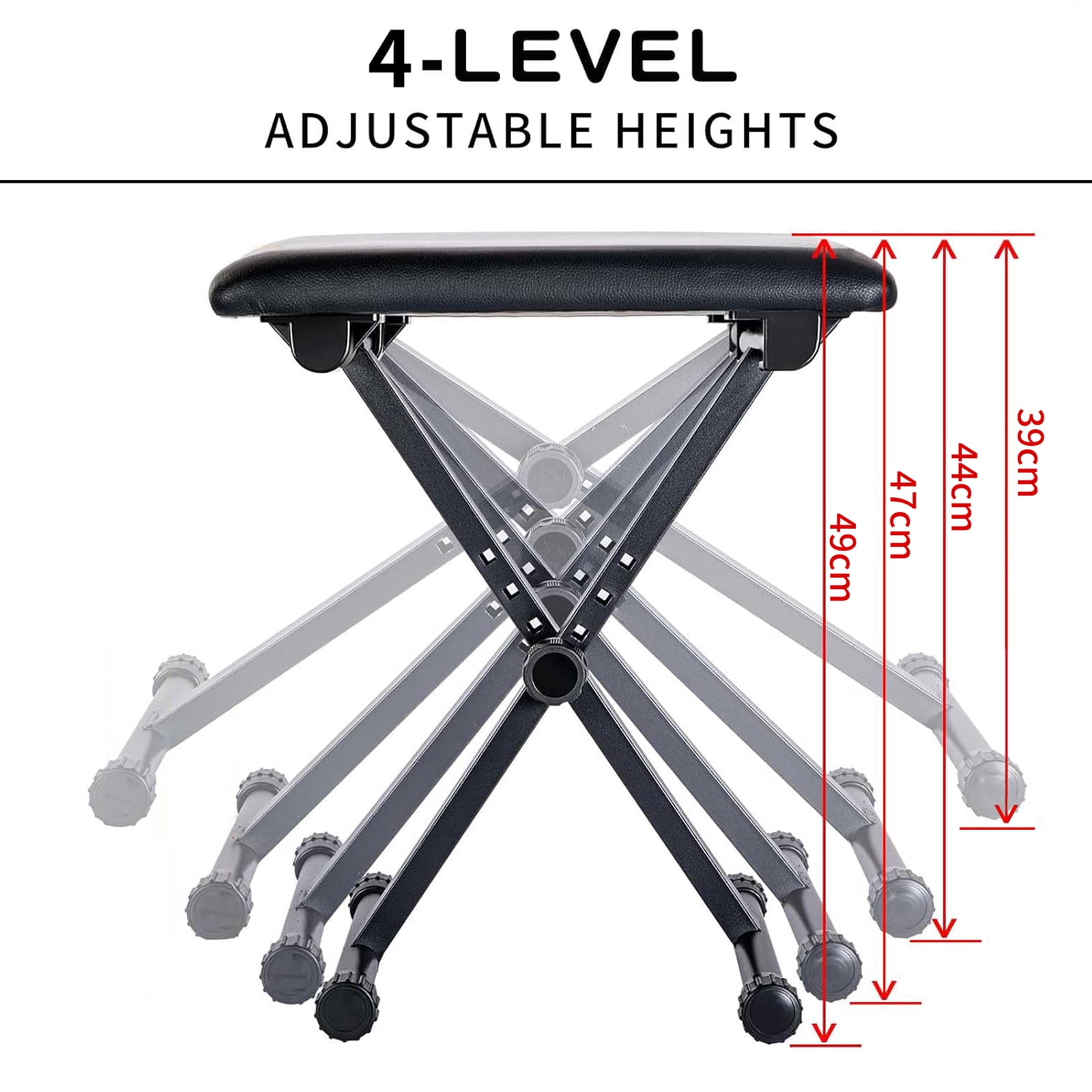 stusgo Keyboard Bench, Adjustable Black Piano Benches, Keyboard Chair, 3-Level Lifting Piano Stool