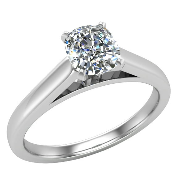 Diamond Engagement Ring For Women Cushion Solitaire 4-Prong GIA Certified 0.75 Carat 18K White Gold (G,SI)