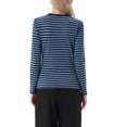thumbnail image 3 of INSPIRE CHIC Women's Striped Top Long Sleeve Crew Neck Slim Fit Cotton Fitted Tee L Black Blue Stripe, 3 of 6