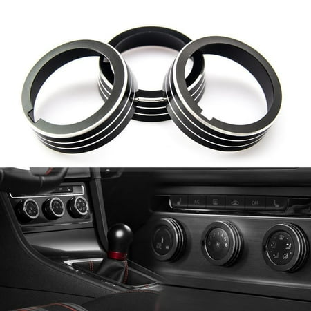 Climate Control Knobs - Xotic Tech Anodized Aluminum Alloy AC Climate Control Knob Ring Cover for VW MK7 Golf GTI Black