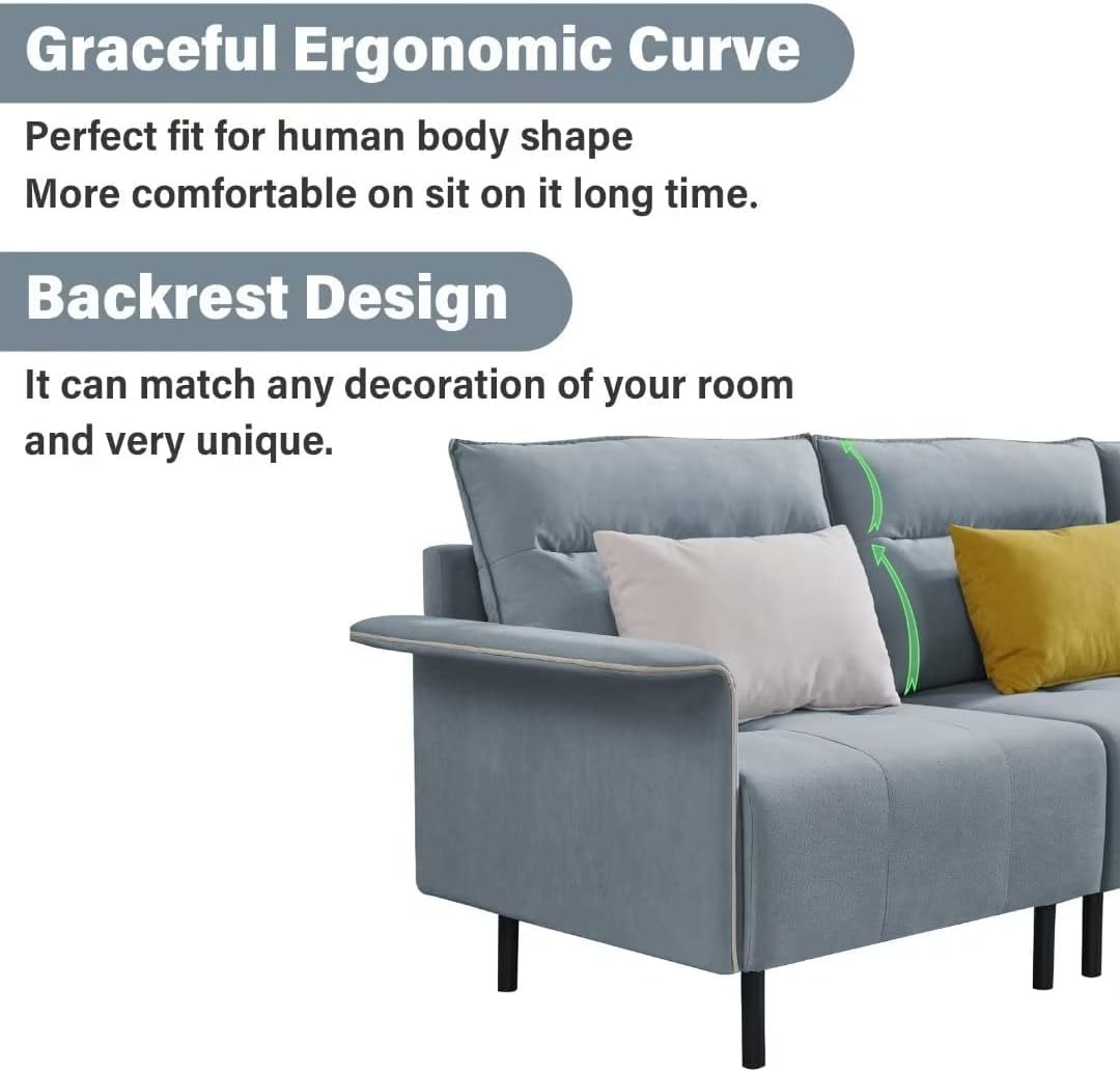 Resenkos 72" Mid-Century Tufted Sofa Couch, Upholstered Wood Base Sofa, Light Grey