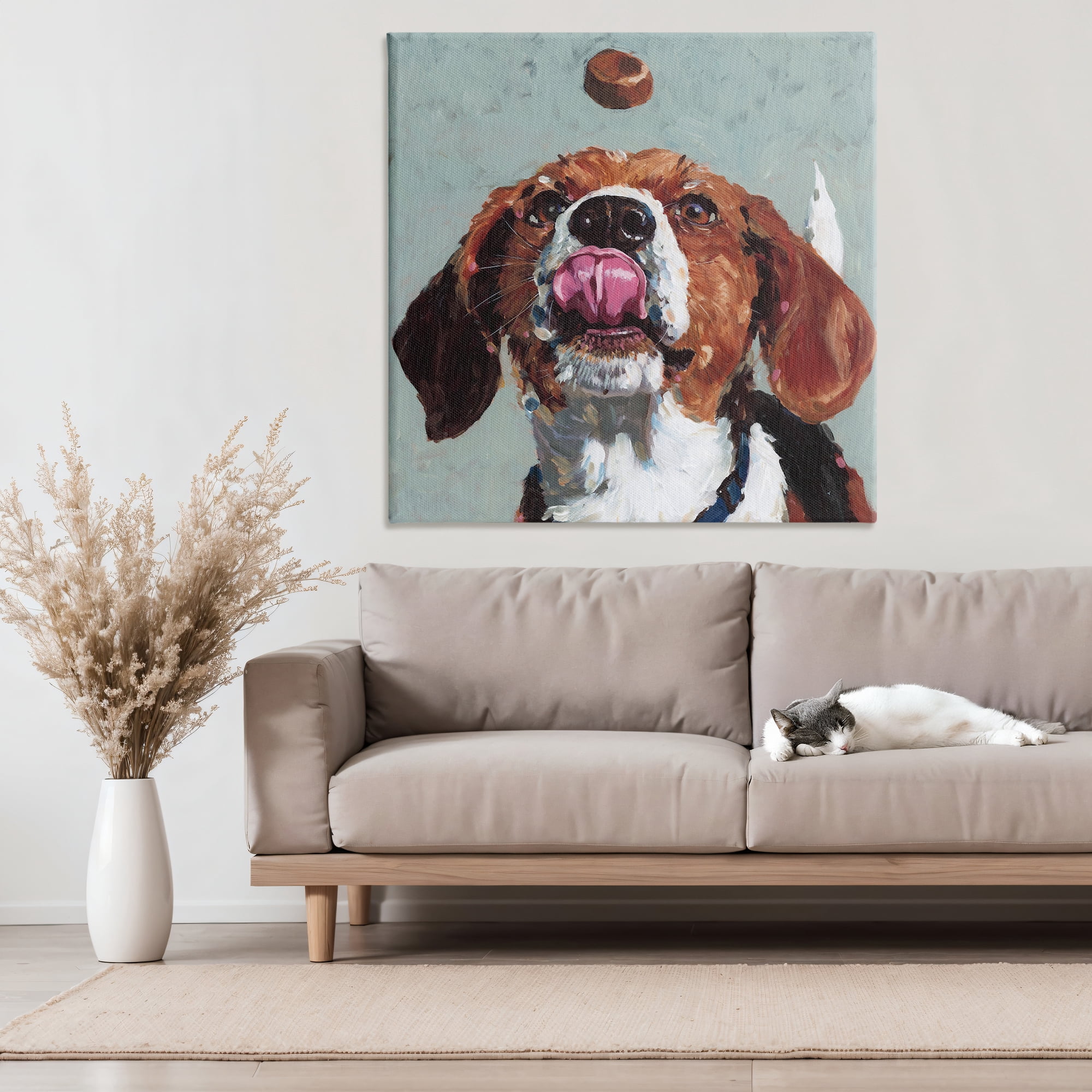 Stupell Industries Beagle Treat Excitement Canvas Wall Art, design by Studio Bautista