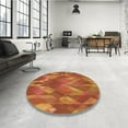 thumbnail image 3 of Ahgly Company Indoor Round Patterned Neon Orange Area Rugs, 3' Round, 3 of 6