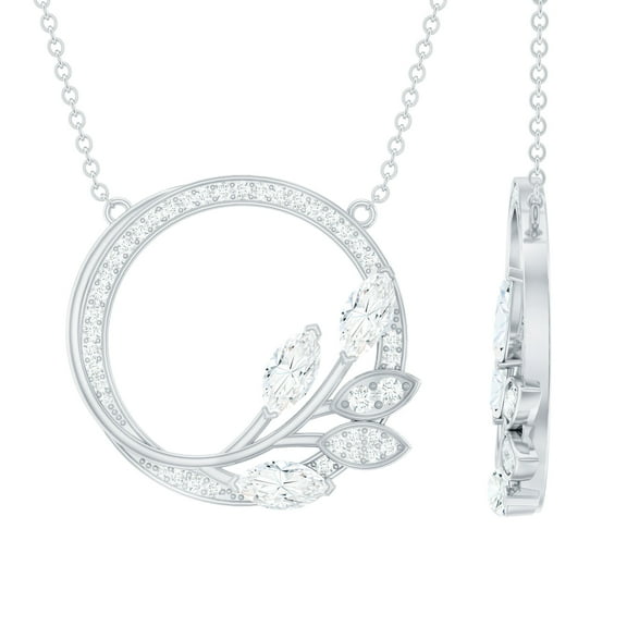 Rosec Jewels Certified Moissanite Eternity Necklace, Nature Inspired Necklace (D-VS1 Quality), 925 Sterling Silver