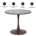 thumbnail image 6 of LeisureMod Bristol 27" Round Dining Table with Sintered Stone Top and Walnut Steel Pedestal Base for Modern Kitchen and Dining Room, 6 of 7