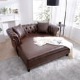 thumbnail image 4 of Chesterfield Faux Leather Sofa Chaise Lounge, Button Tufted Couch Loveseat With Nailhead Trim and Rolled Arms For Living Room Office Apartment, 4 of 14