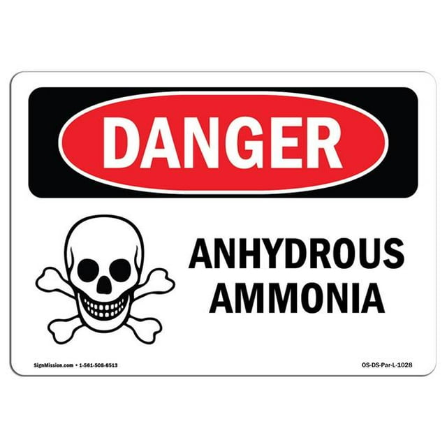 SignMission OS-DS-A-1824-L-1028 18 x 24 in. OSHA Danger Sign - Anhydrous Ammonia