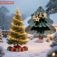 thumbnail image 2 of Stylish Metal Hanging Christmas Tree Wind Spinner - Green Wavy Lines with Orange Ornaments Perfect for Garden & Yard Decor, 2 of 7