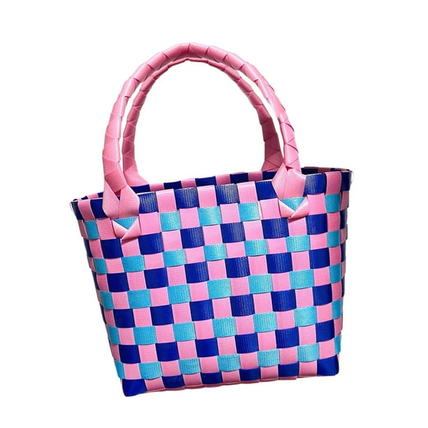 Bolso tejido, bolsa de almacenamiento de verano impermeable, cesta de almacenamiento de compras ligera Estilo F