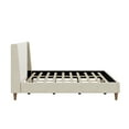 thumbnail image 4 of MODERNLUXE King Velvet Upholstered Platform Bed Frame with 43.5" Tall Wingback Headboard and Solid Wood Legs,Easy Assembly,Cream, 4 of 7