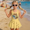 thumbnail image 3 of COEQINE Girls Swimsuit for Swimming, One Piece with Full Coverage Skirt & Built-in Brief, Stretchy Scoop Neck Swim Dress, Fixed Wide Straps, for Kids 3-4 Years, Cat Fish Paw Yellow, 3 of 8