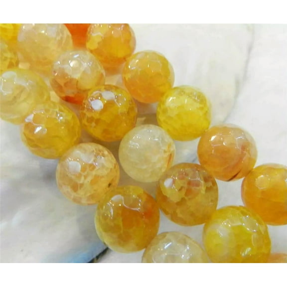 EOEMY 8mm Yellow Dragon Veins Agate Round Gemstones Loose Beads 15" Aaa