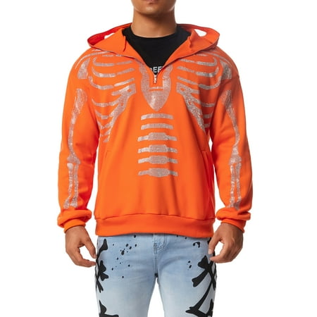 Shuttle treeWomen Men Hooded Sweatshirt Skull Pattern Full Zip Kangaroo Pocket Tops