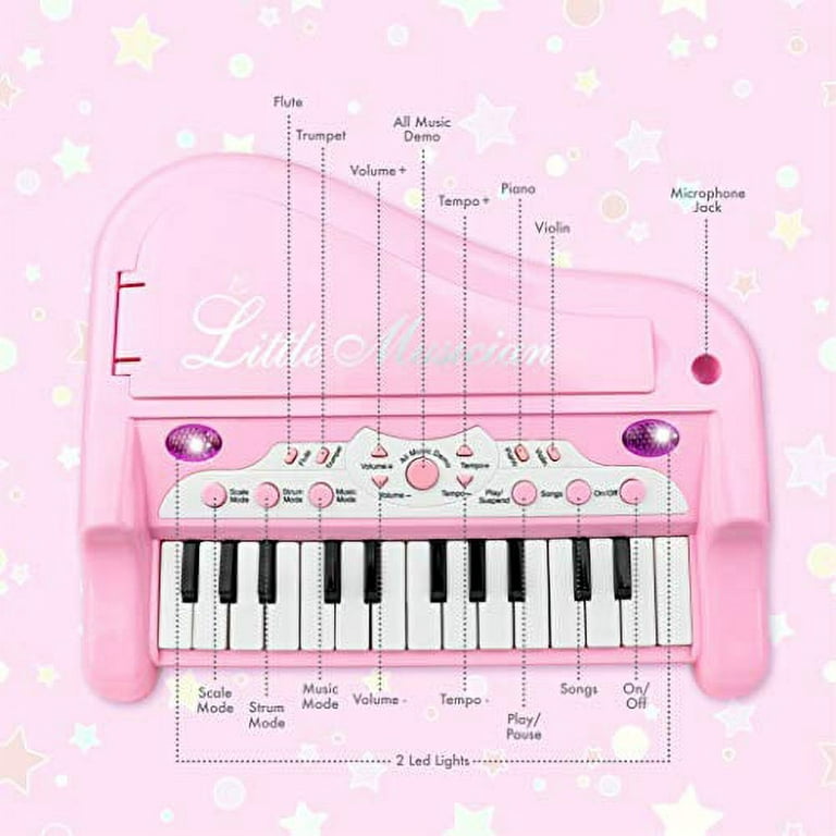 ToyVelt Piano de juguete para niñas pequeñas – Lindo piano para niños con  micrófono integrado y modos de música – Los mejores regalos de cumpleaños
