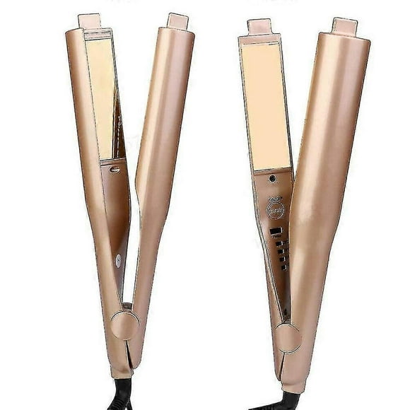 Plancha de pelo 2 en 1, alisadora y rizadora para todo tipo de peinados, calentamiento rápido de 15 segundos.