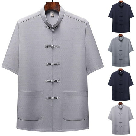 Men s Short Sleeve Stand-Up Collar Casual Shirt Tops Tees Regular Fit Solid Color for Daily Wear Office Work Vacation Beach Outfits Classic Mens Apparel | Ihhxva Dark Gray XL Men s Short Sleeve Stand-Up Collar Casual Shirt Tops Tees Regular Fit Solid Color for Daily Wear Office Work Vacation Beach Outfits Classic Mens Apparel | Ihhxva Dark Gray XL