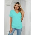 thumbnail image 2 of Womens T Shirts V Neck Short Sleeve Casual Loose Tees Tops Trending, 2 of 5