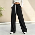 thumbnail image 5 of Dnhxils Womens Wide Leg Sweatpants with Pockets Casual Drawstring Pants Loose Trousers for Ladies Fall Fashion Outfits Black M, 5 of 7
