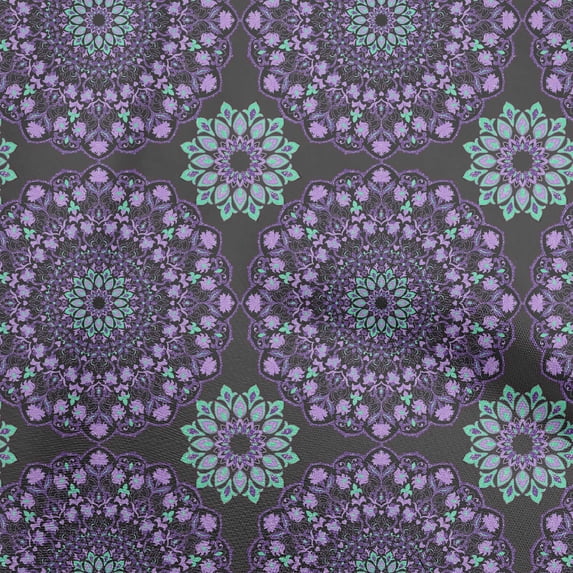 oneOone Silk Tabby Gray Fabric Mandala Fabric For Sewing Printed Craft Fabric By The Yard 42 Inch Wide