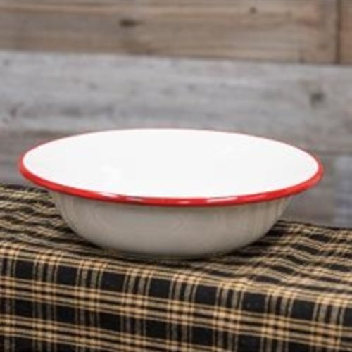 Red Rim Enamel Soup Bowl