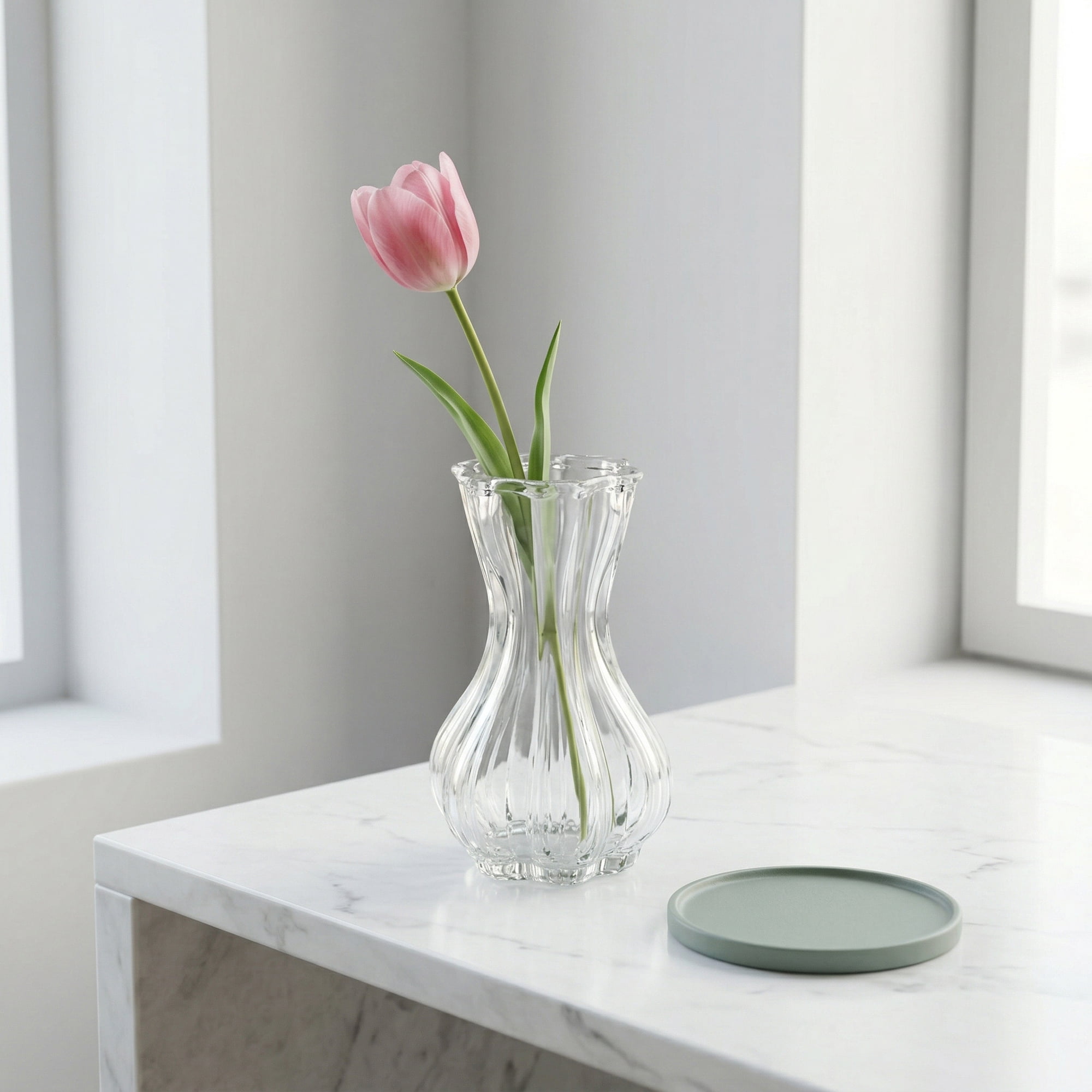 Unique Bargains Glass Bud Vases Set for Small Flower Vases Clear 2.6"L x 2.6"W x 3.9"H