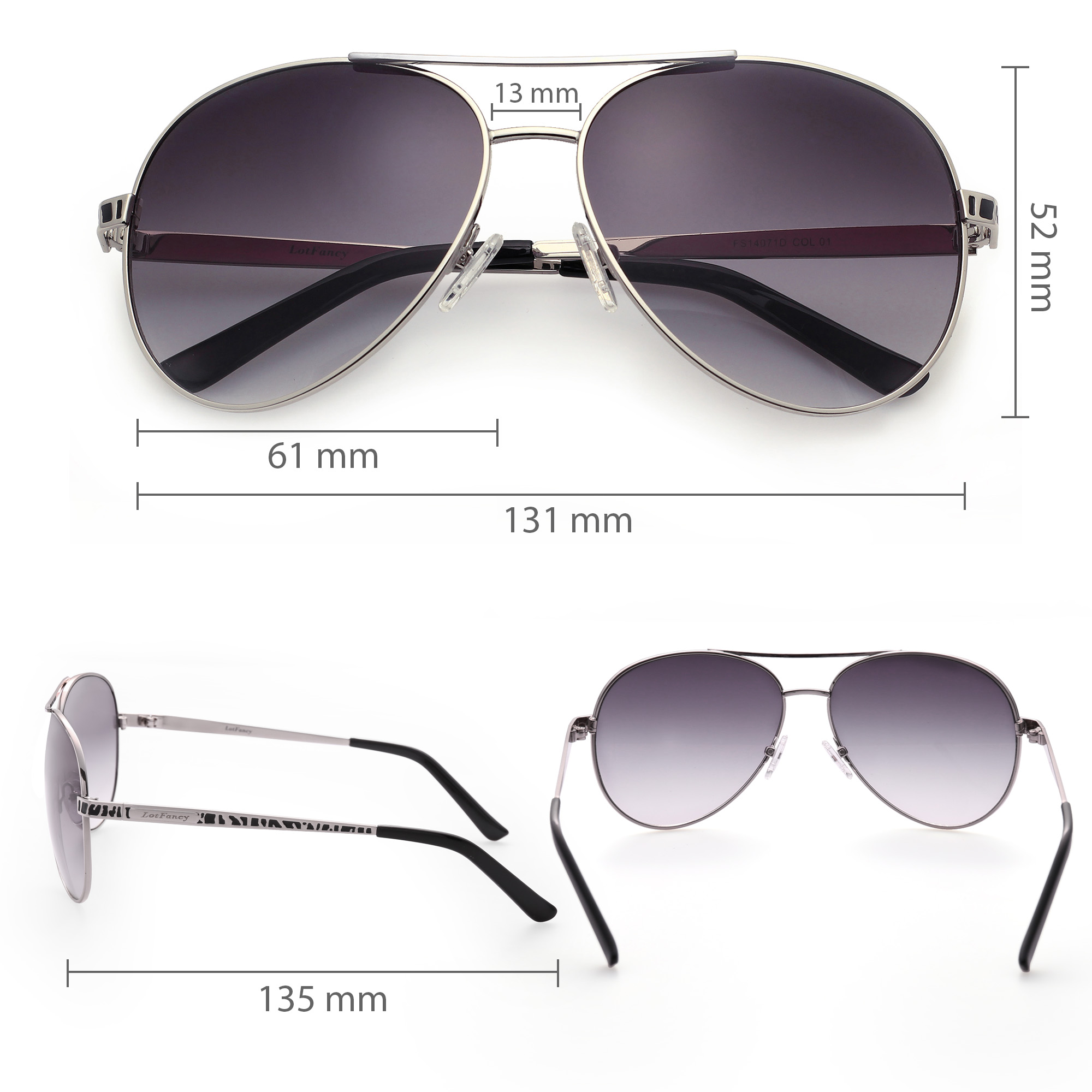 LotFancy Women's Aviator Sunglasses, Ultra Lightweight,UV400 Protection,Light Gray - image 4 of 7