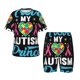 thumbnail image 1 of Fotbe I Love My Autism Pijama Estampada de 2 Piezas para Niños – Ropa de Dormir de Manga Corta Cómoda para Niños y Niñas, Camiseta y Shorts de Algodón-Small, 1 of 6