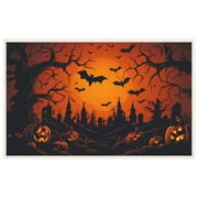 Halloween Multifunctional Front Door Entrance Mat - Orange Moon Halloween Background Wear-Resistant Door Mat 19.7"x31.5" - Halloween Decoration Durable Indoor Doormats for House Garage