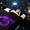 thumbnail image 4 of meiyoeat Glowing Flame Magic Dragon Twin Comforter Sets for Boys Girls Kids, Gothic Animal Bedding Set, Purple Black, Black Reversible, 2pcs, 1 Comforter and 1 Pillowcase, 4 of 6