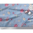 thumbnail image 2 of Soimoi Cotton Poplin Fabric Coral,Shell & Sea Turtle Ocean Fabric Prints By Yard 56 Inch Wide, 2 of 3