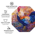 thumbnail image 3 of Yiaed Rooster Oil Painting Print Leather Coasters for Drinks - Cup Coasters Coffee Table Kitchen Table Bar, Home & Office Gifts Handmade Drink Coasters-Octagon, 3 of 6