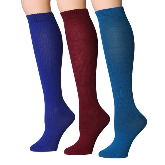 Women's Solid Color Knee High Socks - 3 Pairs