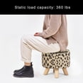 thumbnail image 7 of Homebeez Round Fabric Padded Ottoman Foot Rest Stool Wood Sofa Change Shoes Stool,Leopard Print, 7 of 7