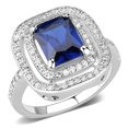 thumbnail image 1 of Alamode 3W1565-7 Women Rhodium Brass Ring with Synthetic in London Blue - Size 7, 1 of 1