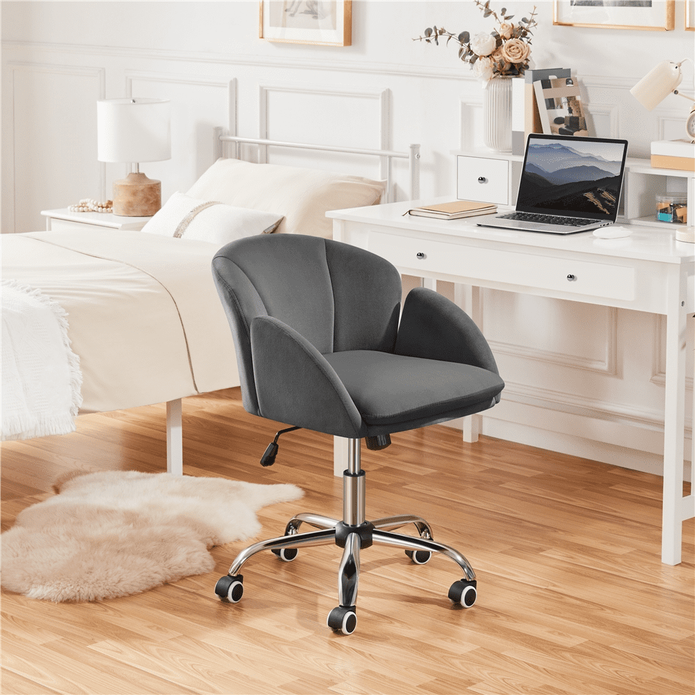Yaheetech Modern Velvet Desk Chair for Home Office, Set of 2, Dark Gray