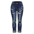 thumbnail image 5 of Gibobby Pantalones vaqueros cortos para mujer Sexy piercing de tinta para pequeños (Dark Azul, M), 5 of 5