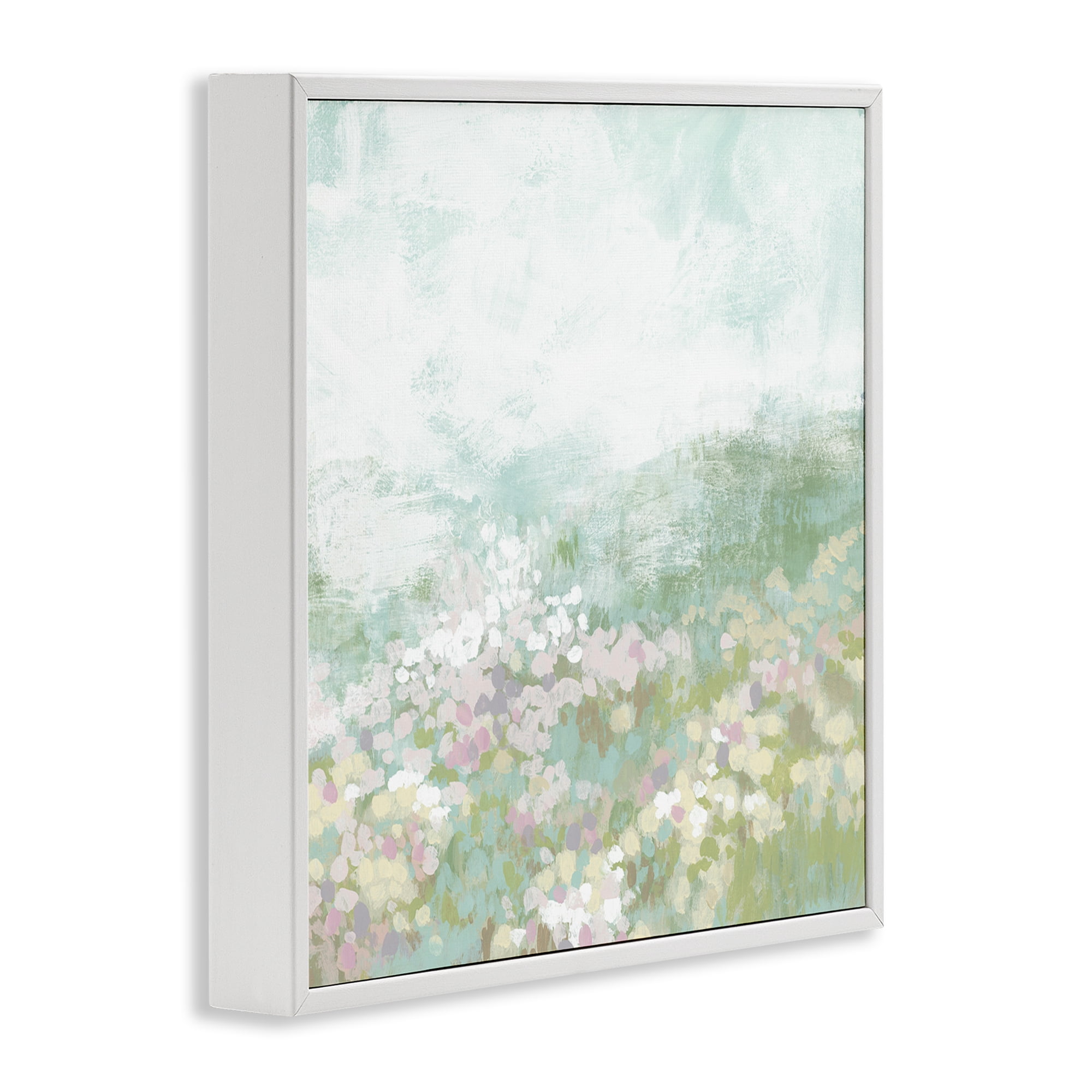 Stupell Industries Rural Meadow Impression Landscape Painting White Framed Art Print Wall Art, 17 x 17