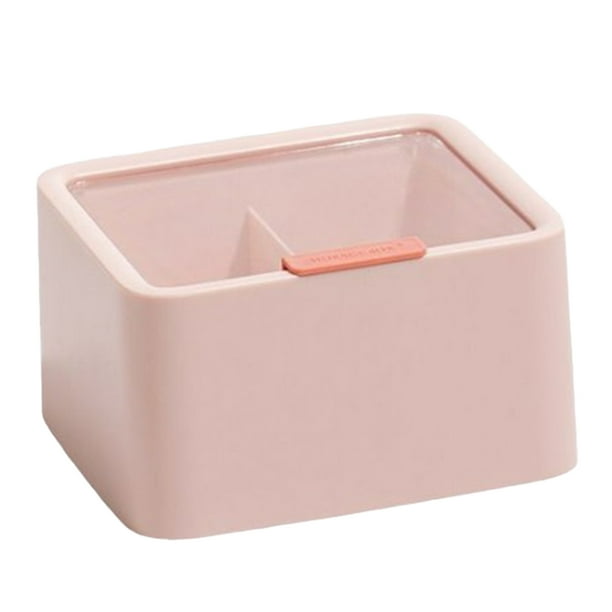 Caja de almacenamiento con tapa transparente, doble compartimento, organizador de cosméticos de escritorio, artículos diversos, contenedor de Almacenamiento y organización del hogar Rosado Billuyoard HA067813-01