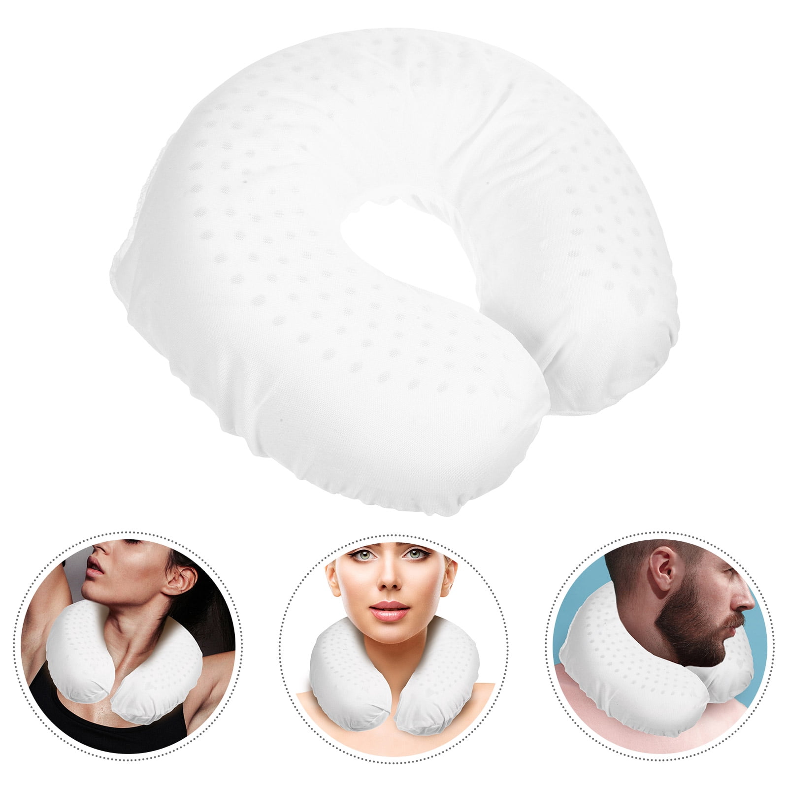 UNOMOR U Shaped Pillow Cervical Spine Neck Pillow White 1Pack 11.4X11.4X3.9In Natural Latex