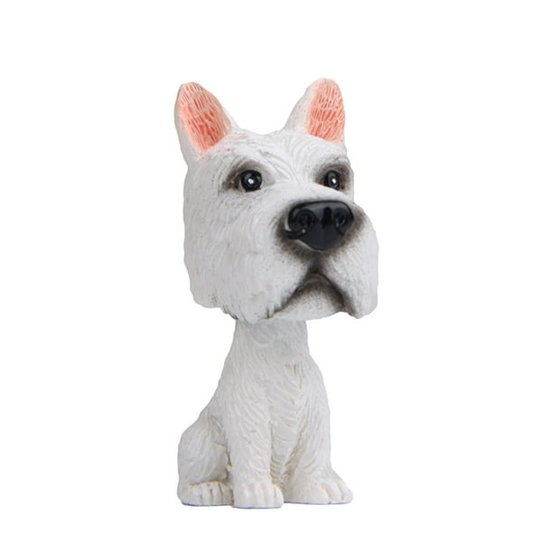 EeaseMX Adornos de resina para coche, accesorios de interior, perro Schnauzer adorable, postura sentada, mueve la cabeza, decoraciones para perros