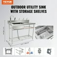 thumbnail image 2 of VEVOR Stainless Steel Utility Sink, Free Standing Single Bowl Commercial Kitchen Sink Set w/Workbench, 47 x 19.7 x 37.4 in Commercial Single Bowl Sinks for Garage, Restaurant, Laundry, NSF Certified, 2 of 9