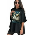 thumbnail image 3 of Plus Size Shirt for Women Black Tops for Women Short Sleeves Shirt for Women Swans T Shirt Crewneck Shirt for Women XL, 3 of 5