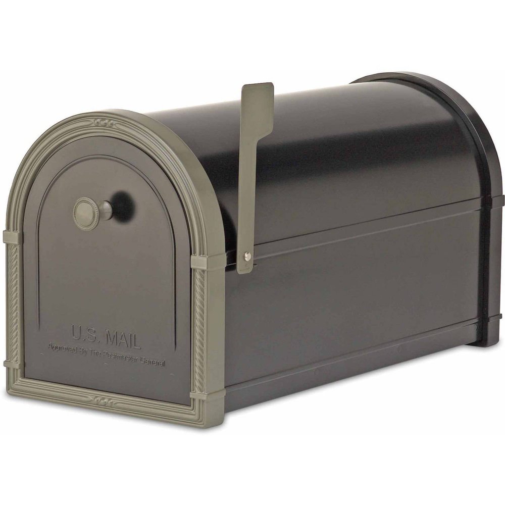 Architectural Mailboxes Bellevue Post Mount Mailbox, Black with Bronze
