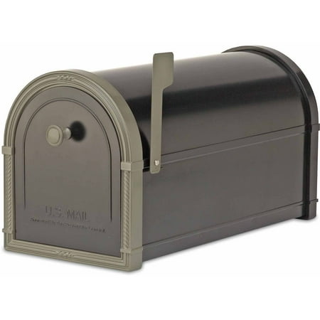 Architectural Mailboxes Bellevue Post Mount Mailbox, Black with Bronze Accents